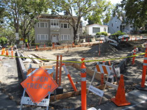 Excavation of the new pedestrian triangle